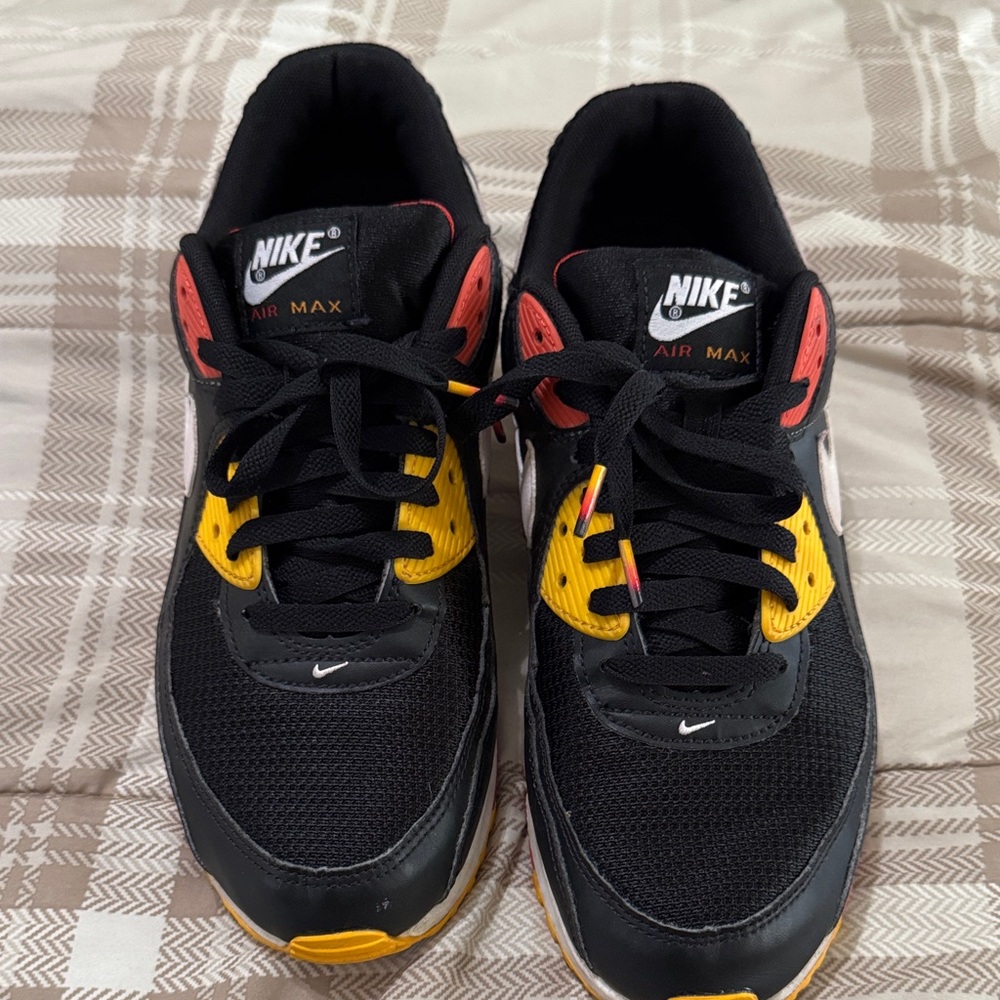 Nike Air Max 90s Black with Yellow and Red Highlights